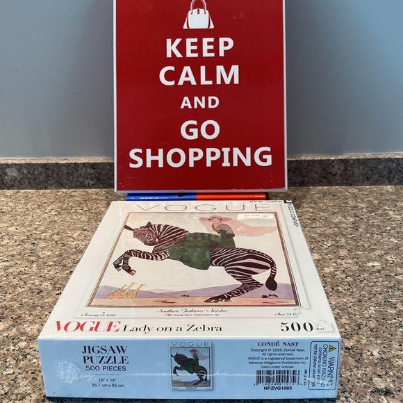 Vogue Lady on a Zebra 500 piece puzzle NEW sealed jigsaw New York Puzzle Co. - Picture 2 of 13